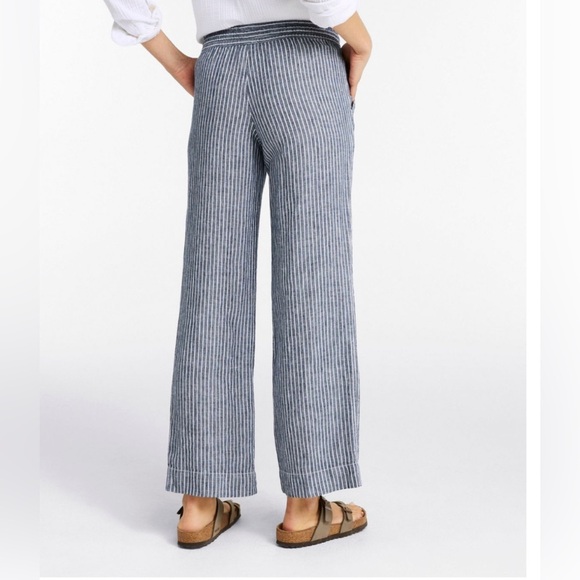 LL Bean Women's Premium Washable Linen Pull-On Pants, Stripe 12 - Picture 10 of 12
